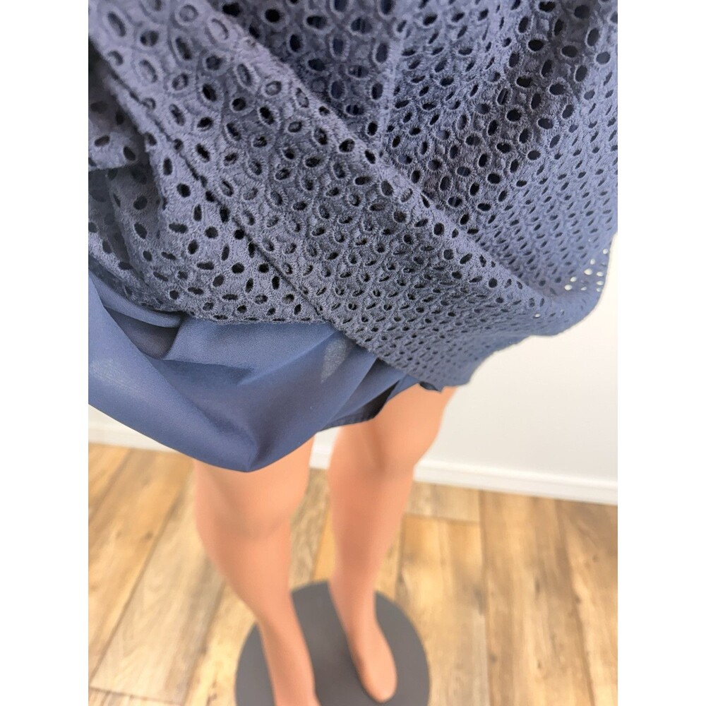 New Antonio Melani Women’s 14 Navy Cotton Eyelet Lace Watercolor Sheath Dress - Picture 10 of 16
